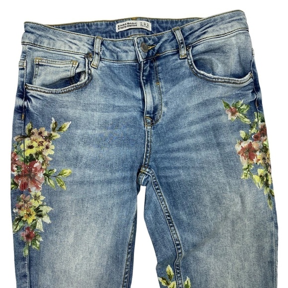 ZARA Slim Leg Floral Jeans 8 - Picture 4 of 8